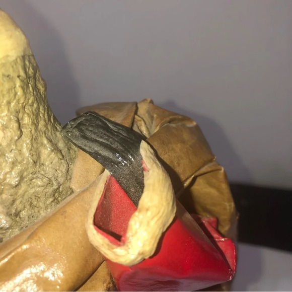 Vintage Paper Mache Santa Sack Bell Wooden Base 14.5” Tall - Picture 5 of 14